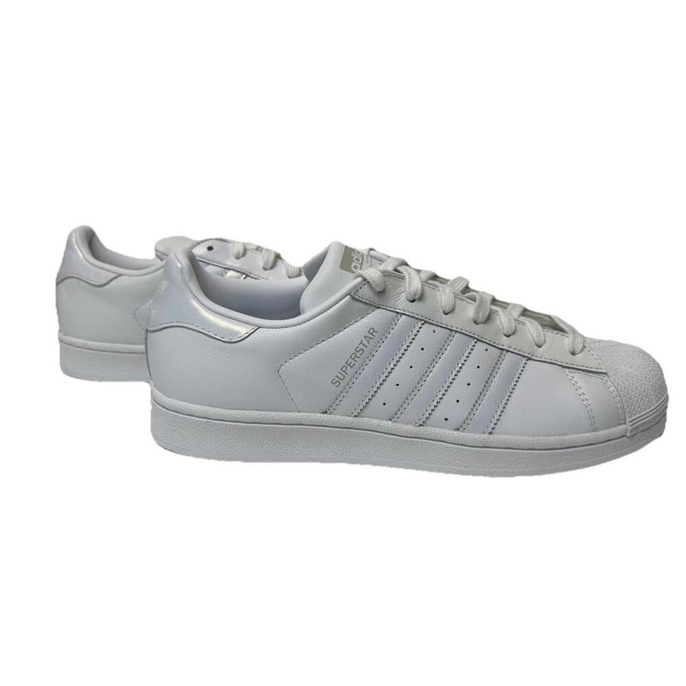 New Adidas Womens 10 Superstar Shoes Sneakers White Pearl Shimmer Stripe AQ1214 - Picture 4 of 6